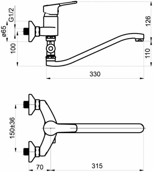 Змішувач для ванни Rubineta Uno N2GD01