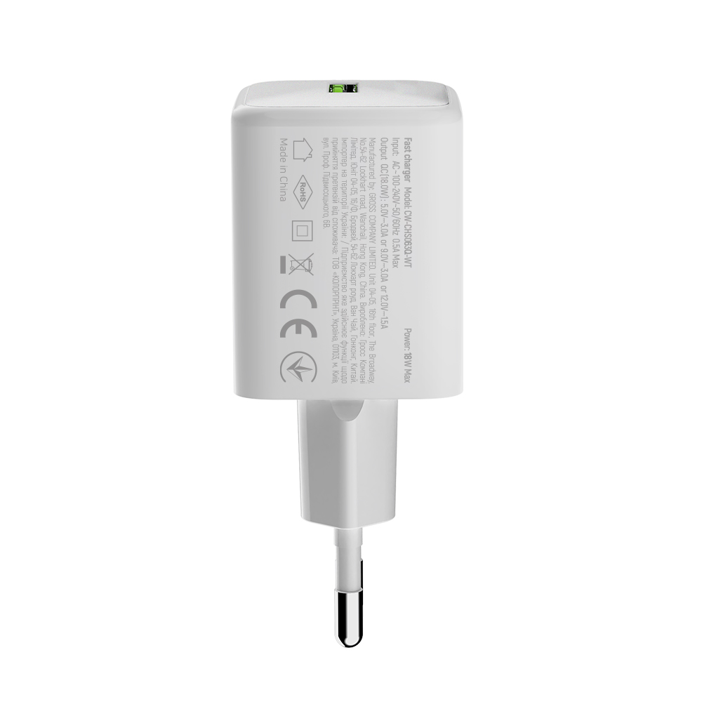 Зарядное устройство ColorWay 1USB Quick Charge 3.0 (18W) V2 белое