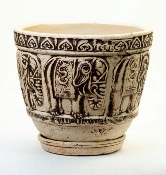 Горщик шамотний Слони №5 круглий 5,5л бежевий 