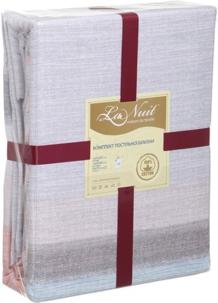 Комплект постільної білизни Coral Stripes 193 TC 1,5 біло-червоний La Nuit 