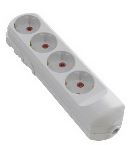 Колодка для удлинителя Neomax с заземлением 4 гн. белый 