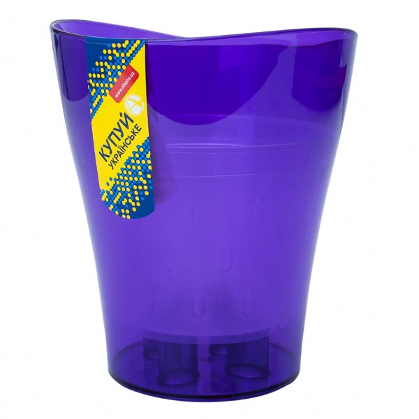 Горщик для орхідей Алеана Ніка для орхідей 16х19 см з вазоном дренажним круглий фіолетовий прозорий 