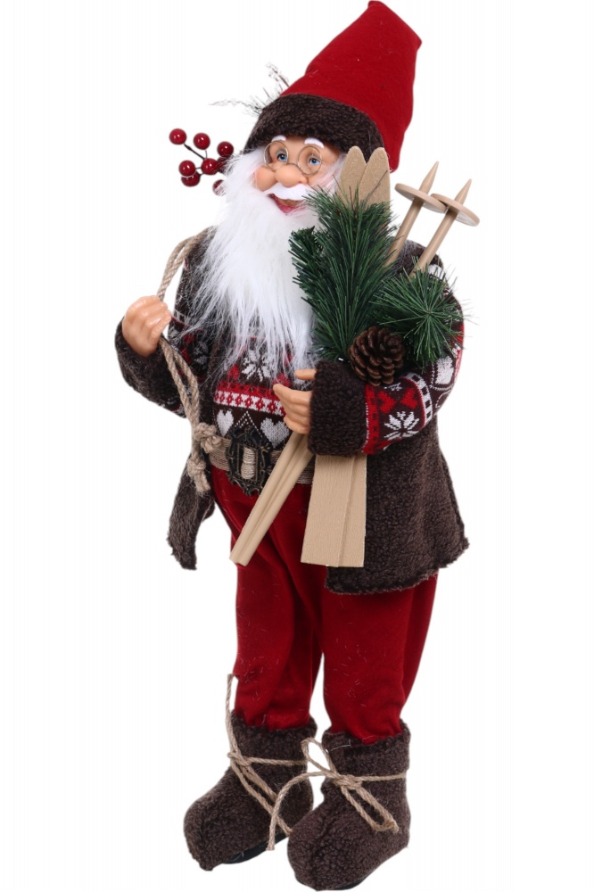 Декорація новорічна Санта лісовий Червоно-Коричневий 60 см