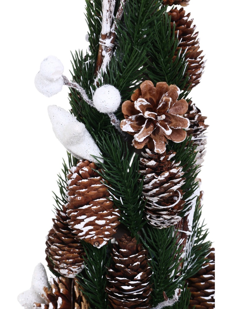 Штучна ялинкаконус хвойний з шишками та білим декором 55 см різнокольоровий