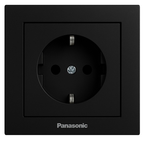 Розетка побутова із заземленням Panasonic Karre Plus 55 IP20 чорний WDTC92022BL-UA1