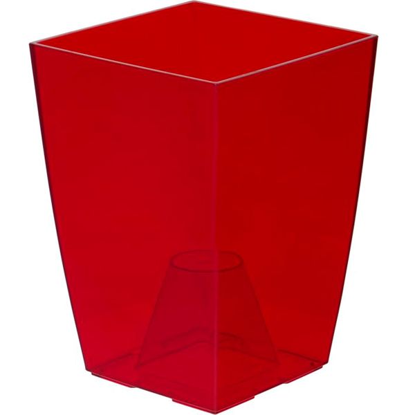 Кашпо пластиковое Lamela Финезия квадратный 3,1л красный/прозрачный (377) 