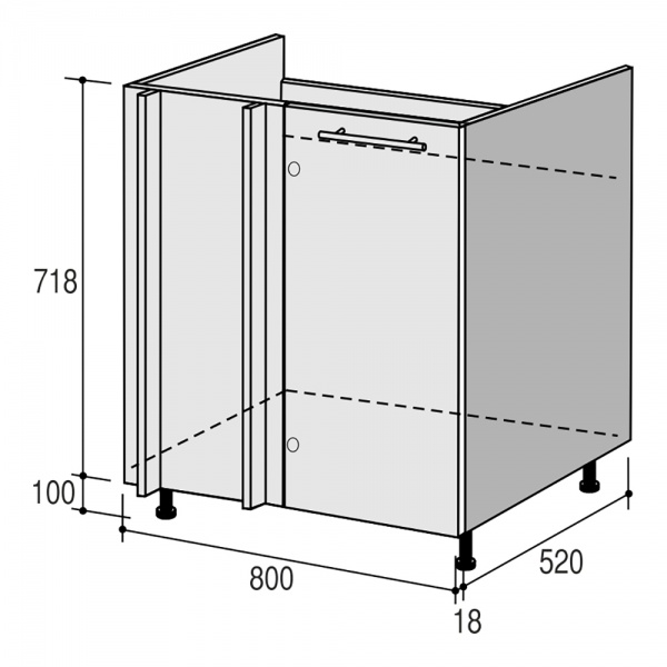 Тумба нижня Руна МНУМ 800x818x520 мм сірий попіл РОКО