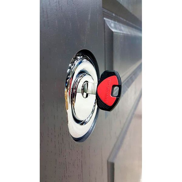 Двері вхідні Булат Олімп 216 дуб графіт / біла текстура 2050x950мм праві