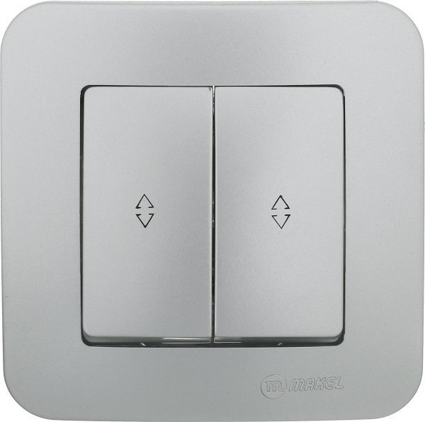 Вимикач прохідний двоклавішний Makel Lillium Natural без підсвітки 10 А 250В сріблястий