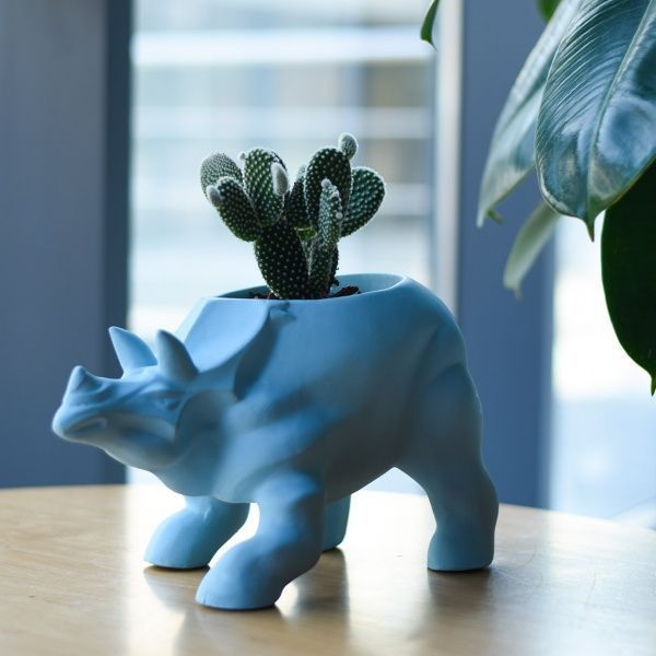 Кашпо Animal Land Тріцератопс блакитний 00531 Дон Пион