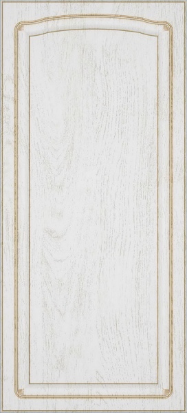 Фасад для кухни Грейд Белая текстура супермат №205 патина золото 1313x596 Римини левый