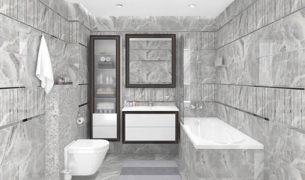 Плитка Grand Kerama бордюр Chrome платина 1,6х75 