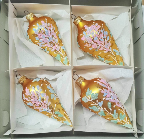 Набор елочных игрушек Якорь №1 Полевые цветы золотой 12 см 4 шт./уп. 