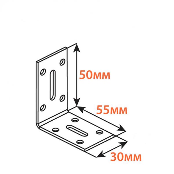 Кутник регульований Kolchuga асиметричний 50x55x30 мм 2 мм
