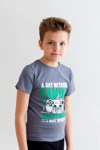 Футболка для хлопчиків KOSTA р.134–140 світло-сірий із принтом 2233-4 