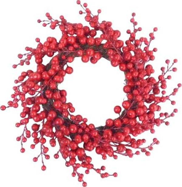 Вінок декоративний з червоними ягодами d350 мм RS1H968-35SZ