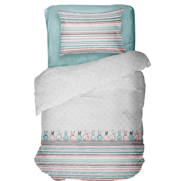 Комплект постільної білизни 1,5 Rabbit бірюзовий із сірим UP! (Underprice) 