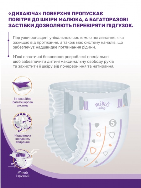 Подгузники Mimi Nice Royal comfort 5 junior 11-20 кг 46 шт.