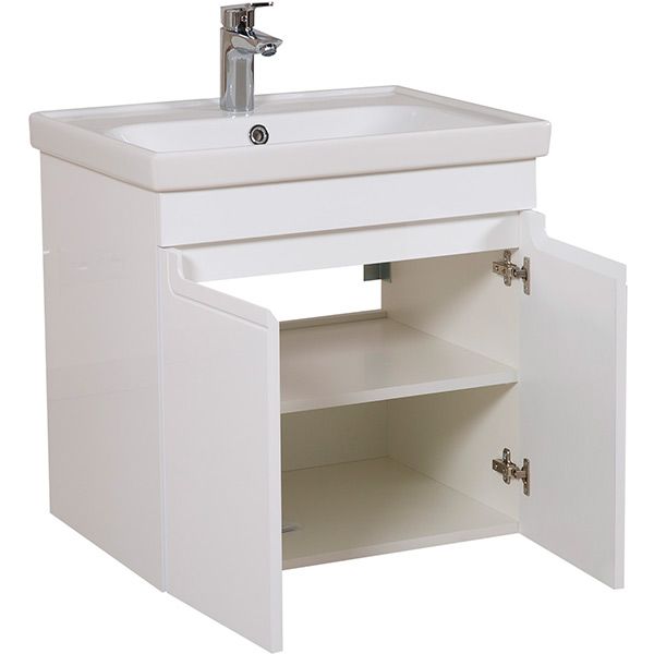 Тумба подвесная Aqua Rodos Омега с умывальником Frame 60 см белая