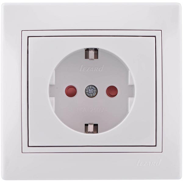 Розетка с заземлением Lezard Mira 16 А 250 В 701-0202-124В со шторками белый