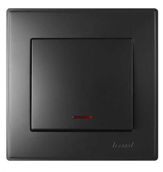 Вимикач одноклавішний Lezard Lesya з підсвіткою 10 А 250В антрацит 705-4242-111