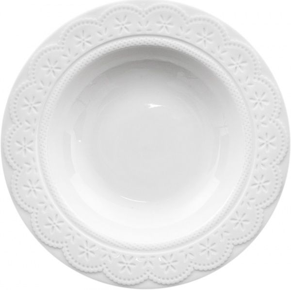 Тарілка глибока Lacy 22 см біла Krauff