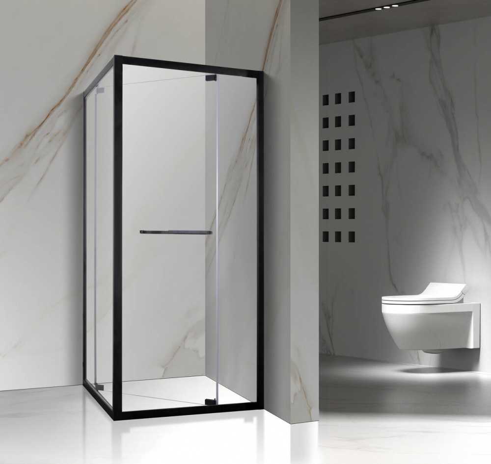 Душевое ограждение EGO EGOIST SLIDE 90х90х200 см, стекло проз 6мм, проф черный алюм