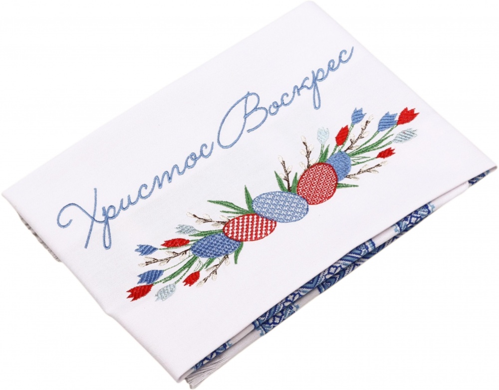 Полотенце пасхальное 707-25/00 33x83 см Эдельвика белый/голубой