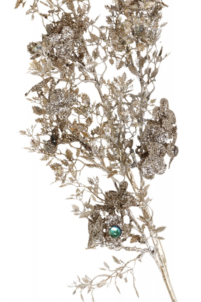 Декорація гілка дрібнолисткова з казказковими квітами мідний 80 см 21A3085