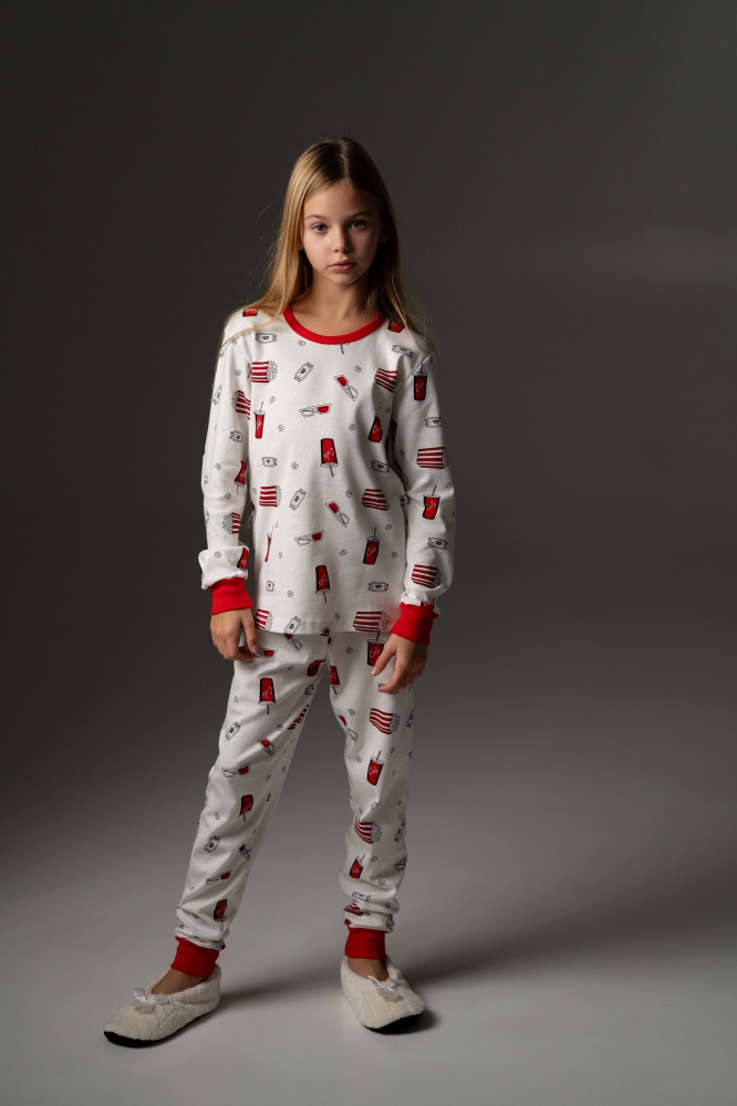 Пижама для девочек German Volf принт кока-кола р.128-134 молочный/с принтом 25124