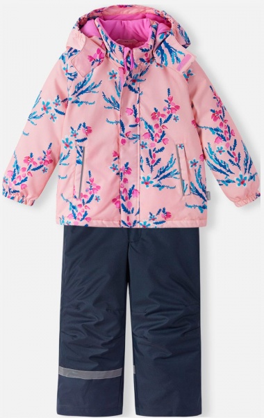 Костюм зимовий для дівчаток Lassie Raiku зріст 128 світло-рожевий із принтом 7100022A 