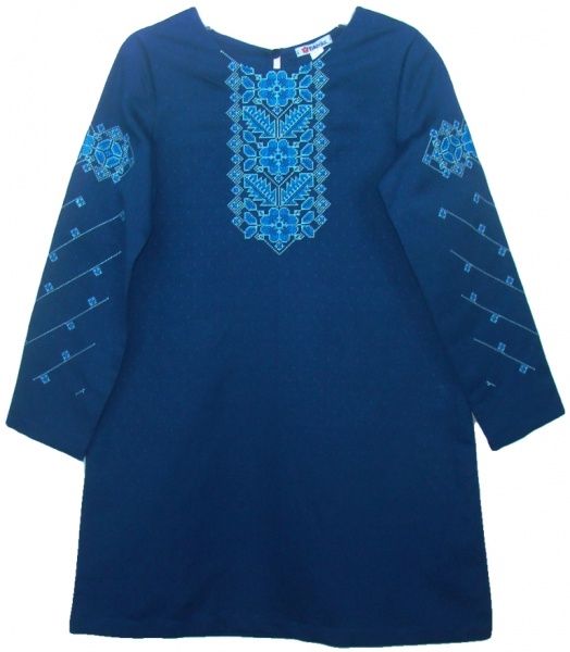 Платье Эдельвика 68-17/00 с вышивкой р.128 синий 