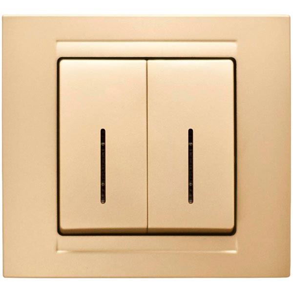 Выключатель двухклавишный Gunsan Moderna с подсветкой 16 А 250В IP20 бежевый металлик MD 29 25 104