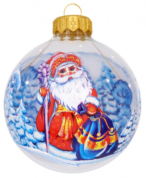 Шар стеклянный с рисунком 3D 80 мм прозрачный 80D3d(1)/1