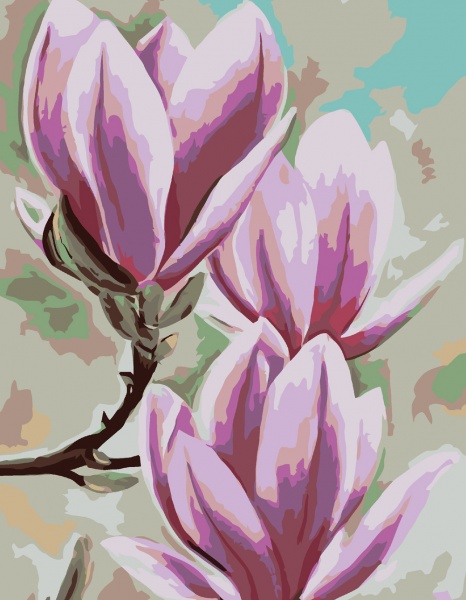 Набор, техника акриловая живопись по номерам Pink Flowers 35х45 см Rosa Start 