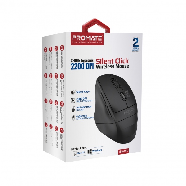 Мышь Promate Samit Wireless black (samit.black) 