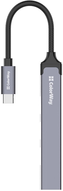 USB-хаб ColorWay USB-C 4-в-1 USB2.0х3/USB3.0 0,12 м сірий (CW-HUB04)