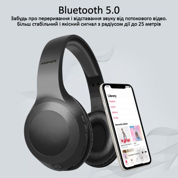 Навушники Promate LaBoca Bluetooth 5.0 black (laboca.black) 