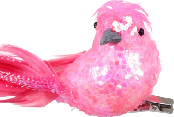 Елочная игрушка Птичка 18 см розовая HF20Y12-02 