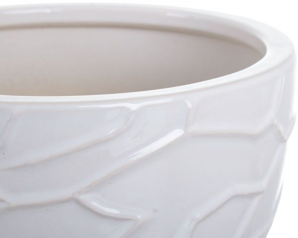 Горщик Viet Thanh Ceramic з блюдцем жатий 23х19 см VT.10842-2 фігурний білий 