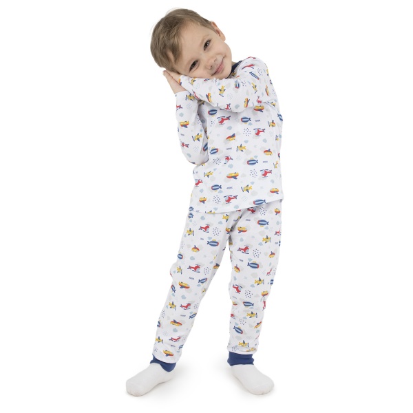 Піжама дитяча для хлопчиків Funtime Літак р.74 білий із принтом 
