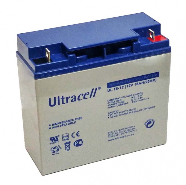 Батарея аккумуляторная Ultracell UL18-12, 12В, 18Ач, AGM
