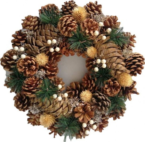 Вінок новорічний з шишками, ягодами та хвоєю d330 мм EPI-EWJ9-031 