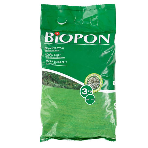 Удобрение минеральное BIOPON для газона против мха 3 кг