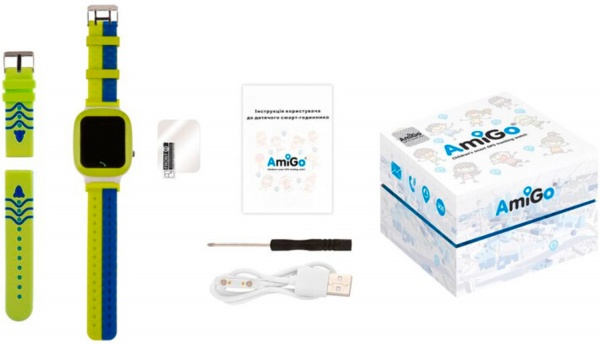 Смарт-часы AmiGo GO004 Splashproof Camera+LED green (856042)