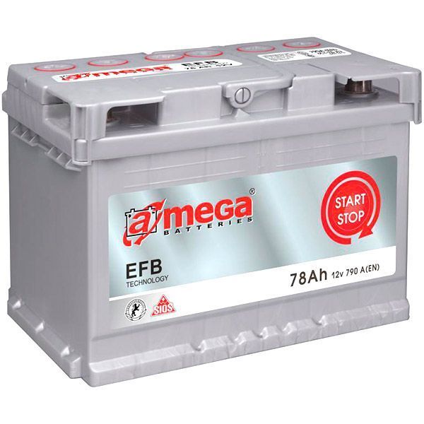 Аккумулятор автомобильный A-MEGA EFB 78А 12 B «+» справа