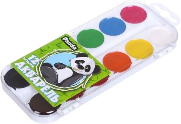 Акварель медовая 12 цветов без кисточки 2252520668019 Panda