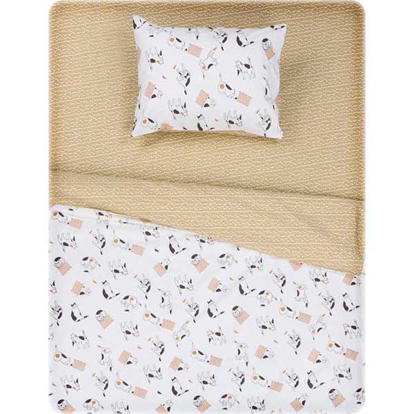 Комплект постільної білизни Cute cats 1,5 бежевий із малюнком 