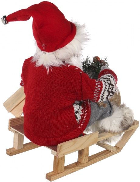 Декоративная фигура Дед Мороз лесной на санках S1801G 40 см 