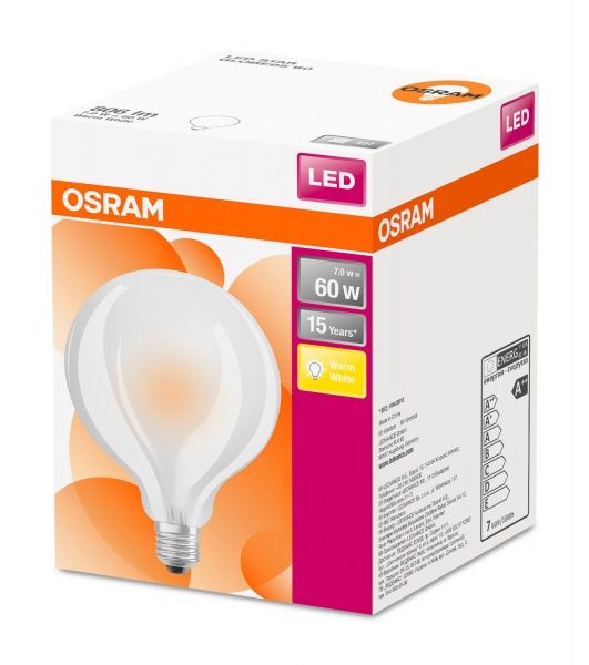 Лампа светодиодная Osram FILGlass G95 7 Вт E27 2700 К 220 В матовая 4058075111530 